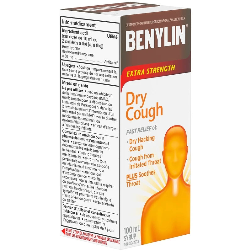 BENYLIN Extra Strength Dry Cough Relief Syrup, 100 mL