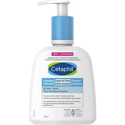 Cetaphil Hydrating Cream-to-Foam Cleanser, 236 mL