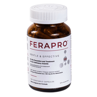FERAPRO 150 mg Vegan Iron Supplement, 100 Vegetable Capsules