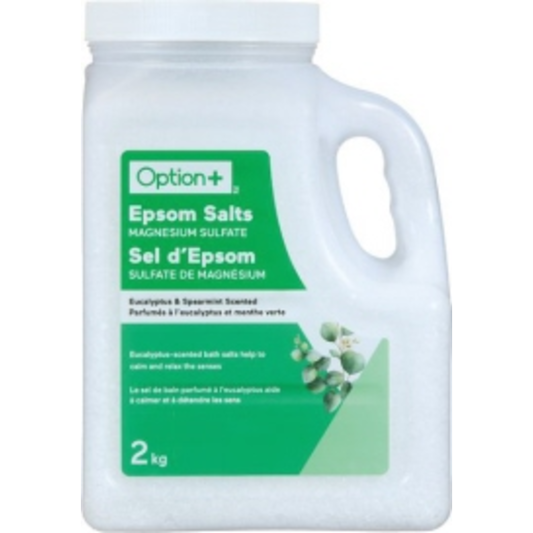 OPTION+ Eucalyptus & Spearmint Epsom Salt, 2 kg