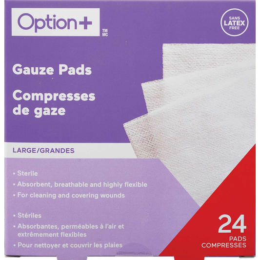 OPTION+ Sterile Non-Woven Pads, 4 x 4 in, 24 Count
