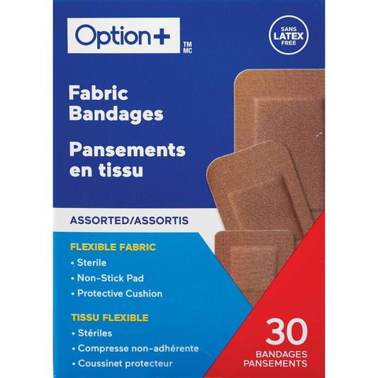 OPTION+ Assorted Fabric Bandages, 30 Count