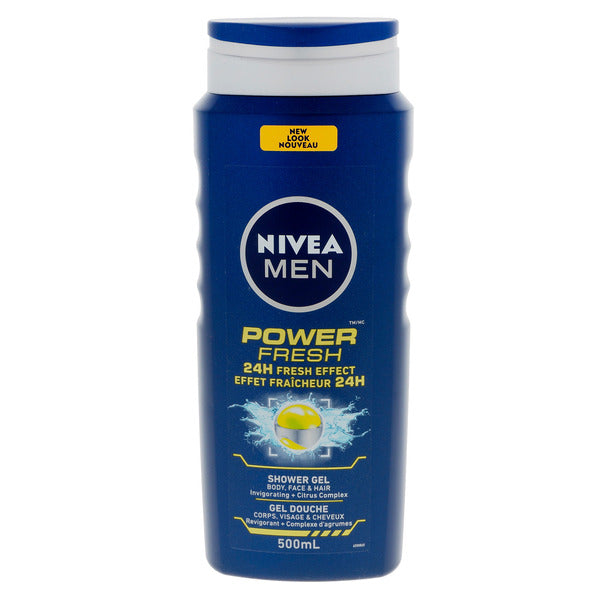 NIVEA MEN Power Fresh 3-in-1 Shower Gel, 500 mL