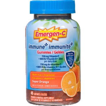 Emergen-C Immune+ Super Orange Gummies, 45 Count
