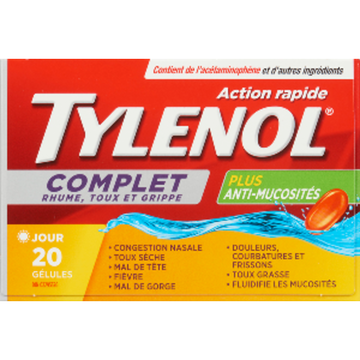 Tylenol Complete Cold, Cough & Flu Plus Mucus Relief Liquid Gels, 20 Count