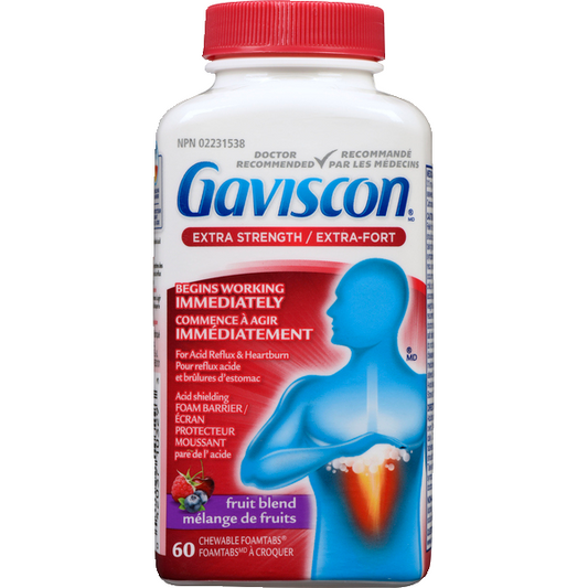 Gaviscon Extra Strength Fruit Blend Antacid Tablets, 60 Tablets