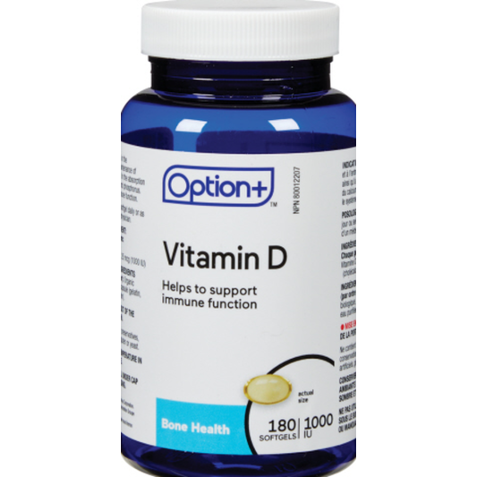 Option+ Vitamin D3 1000 IU Softgels, 180 Count