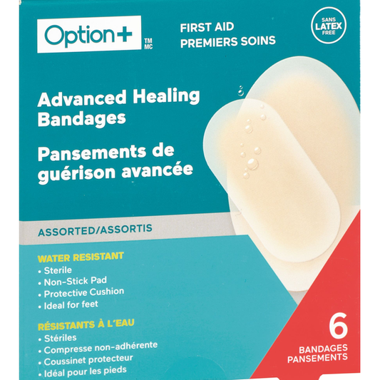 OPTION+ Assorted Advanced Healing Bandages, 6 Count
