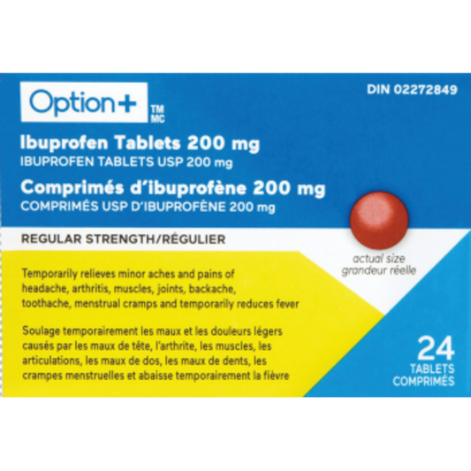 Option+ Ibuprofen Tablets 200 mg, 24 Tablets