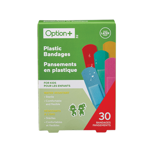 Option+ Plastic Bandages for Kids, 30 Bandages