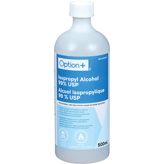 Option+ 99% Isopropyl Rubbing Alcohol, 500 mL