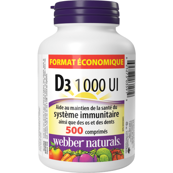 Webber Naturals Vitamin D3 1000 IU Tablets, 500 Tablets