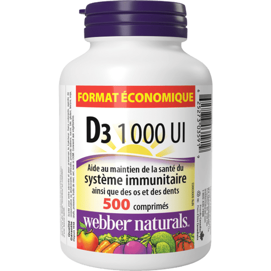 Webber Naturals Vitamin D3 1000 IU Tablets, 500 Tablets