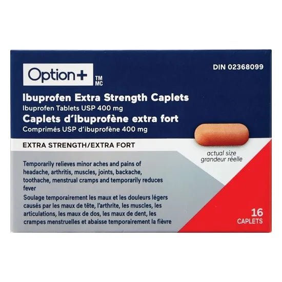 Option+ Extra Strength Ibuprofen Caplets 400 mg, 16 Caplets