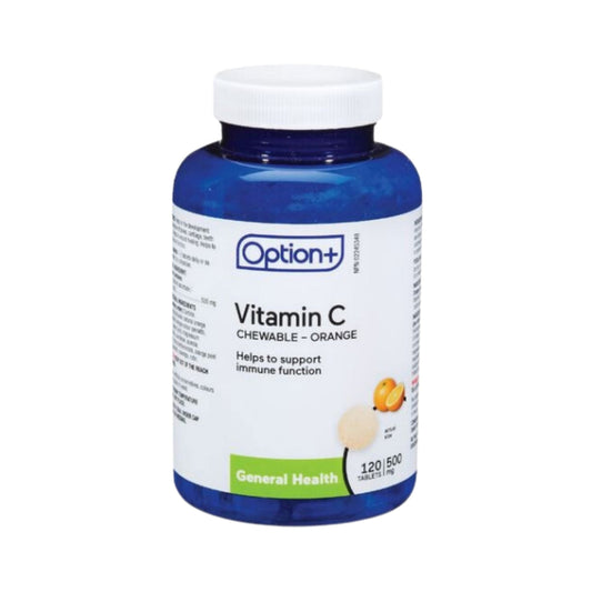 Option+ Vitamin C Chewable Orange 500 mg Tablets, 120 Count