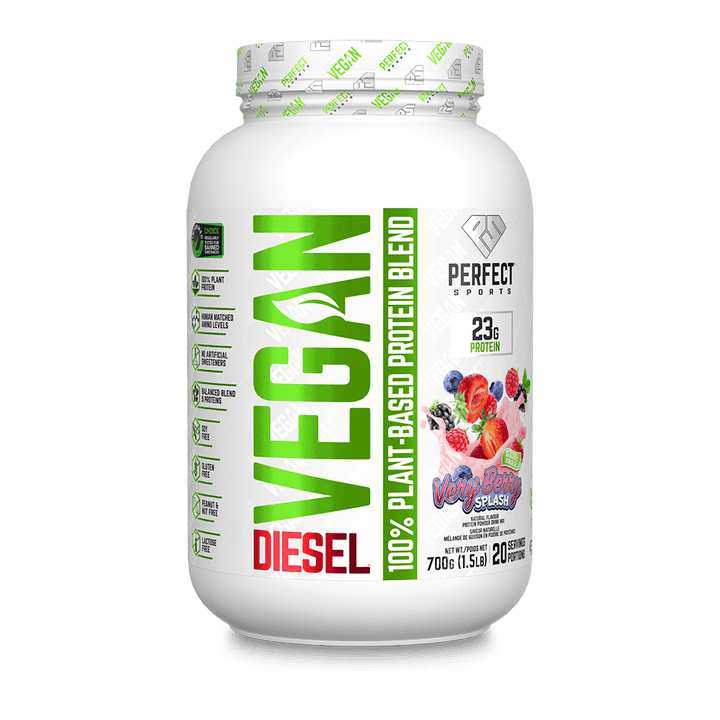 Perfect Sports DIESEL Vegan 100% Plant-Based Protein Powder, Very Berry, 700 g