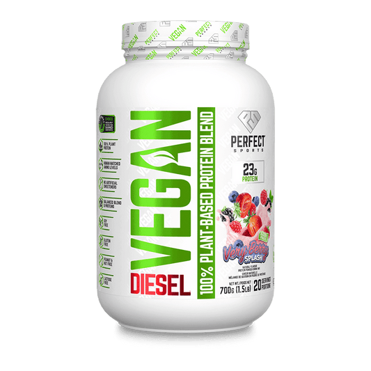 Perfect Sports DIESEL Vegan 100% Plant-Based Protein Powder, Very Berry, 700 g