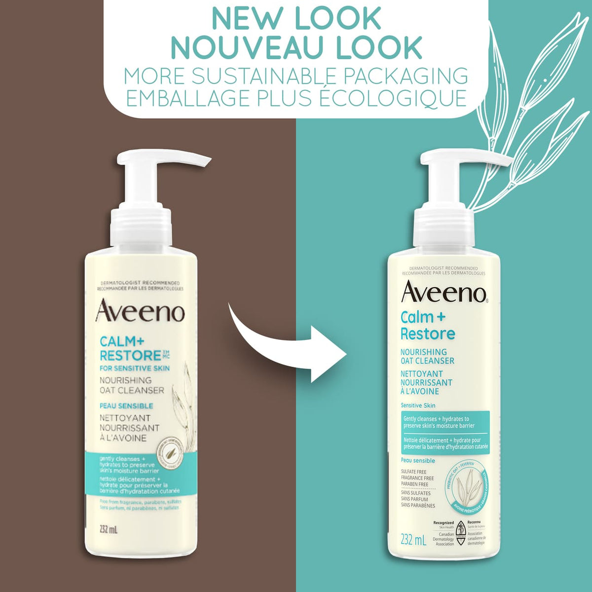 AVEENO Calm + Restore Nourishing Oat Gel Cleanser, 232 mL