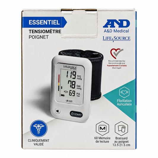 A&D Medical LifeSource Essential Wrist Blood Pressure Monitor UB-525CN
