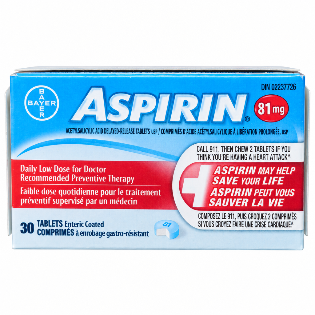 Aspirin Daily Low Dose 81 mg Enteric-Coated Tablets, 30 Tablets