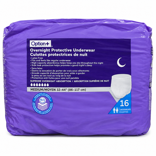 OPTION+ Night Protection Underwear, Medium, 16 Count