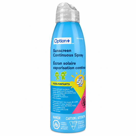 Option+ Kids' SPF 50 Continuous Sunscreen Spray, 177 mL