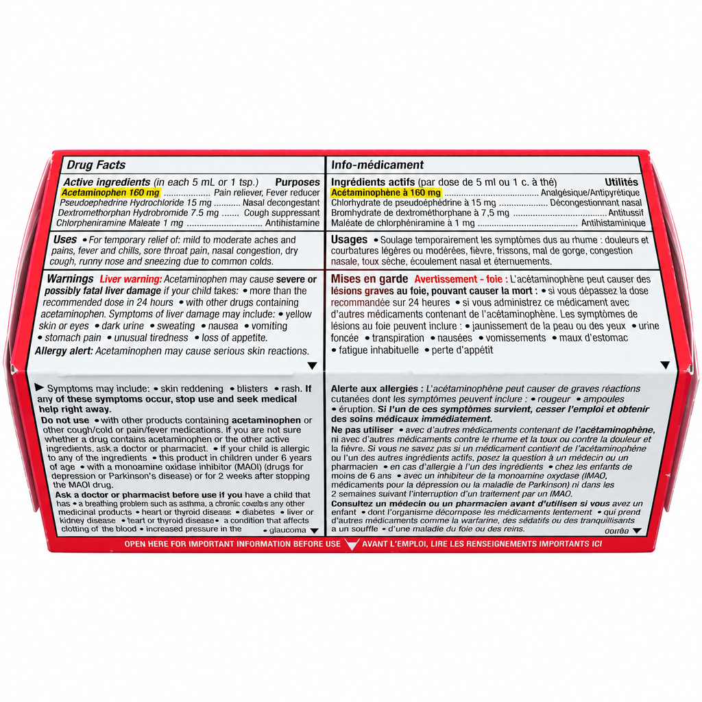 Children's TYLENOL Complete Cold, Cough & Fever Bubble Gum Burst Liquid, 100 mL