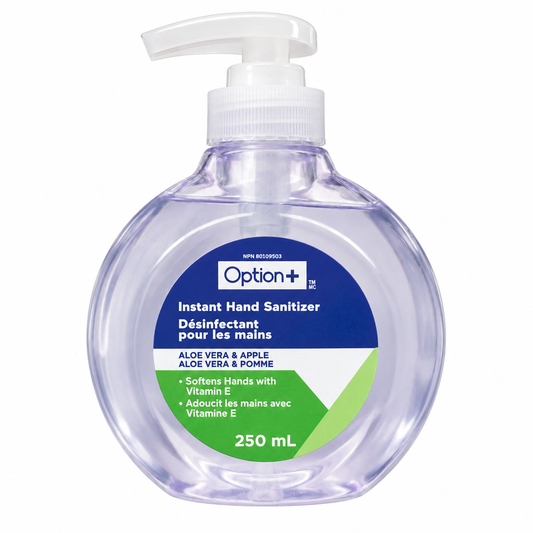 Option+ Instant Hand Sanitizer, Aloe Vera & Apple Scent, 250 mL