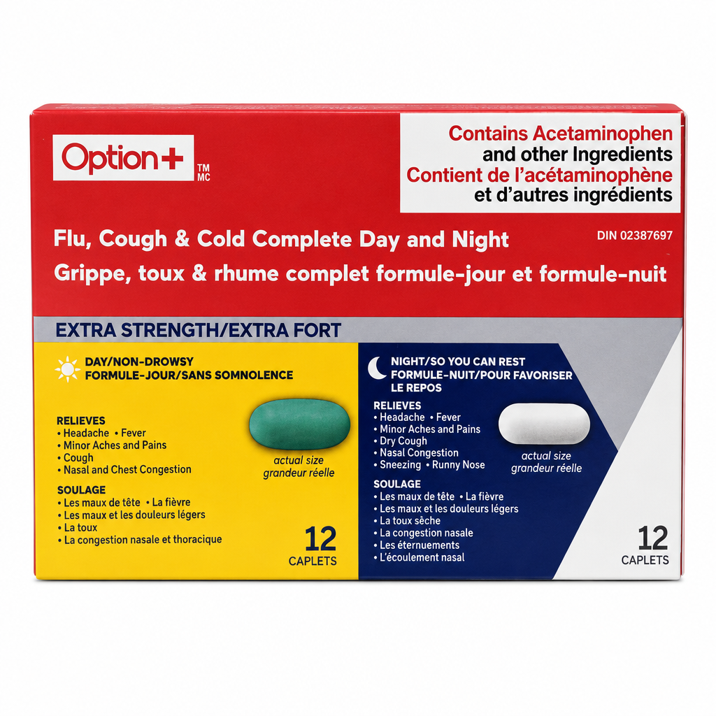 OPTION+ FLU COUGH & COLD 500MG 12+12