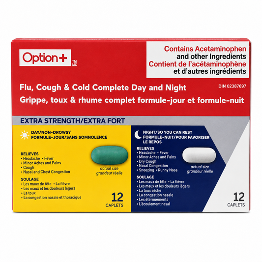 OPTION+ FLU COUGH & COLD 500MG 12+12