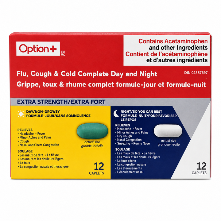 OPTION+ FLU COUGH & COLD 500MG 12+12