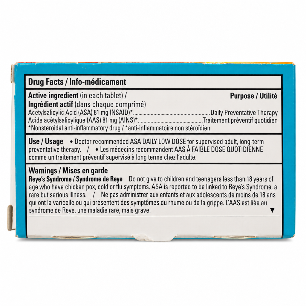 Option+ ASA Daily Low Dose Chewable Tablets 81 mg, 120 Tablets
