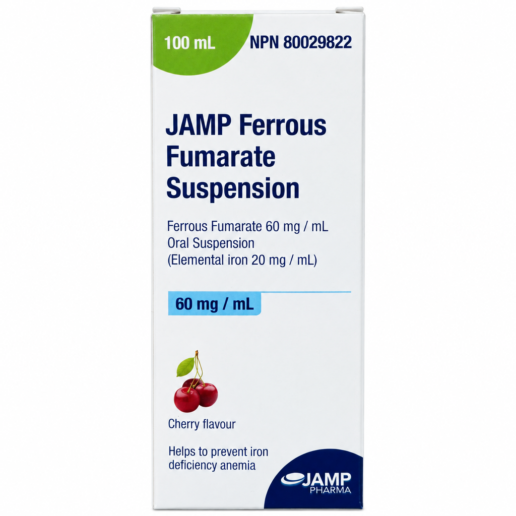 JAMP Ferrous Fumarate Oral Suspension 60 mg/mL Cherry Flavour 100 mL