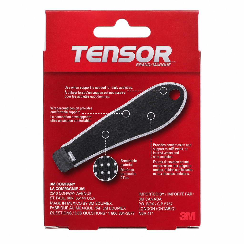 Tensor Adjustable Compression Wrist Support, Black, One Size