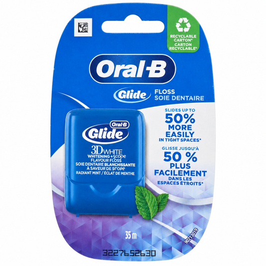 Oral-B Glide 3D White Whitening + Scope Dental Floss, Radiant Mint, 35 m