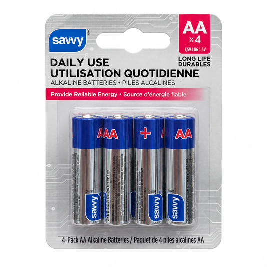 Savvy Daily Use AA Alkaline Batteries, 4 Pack