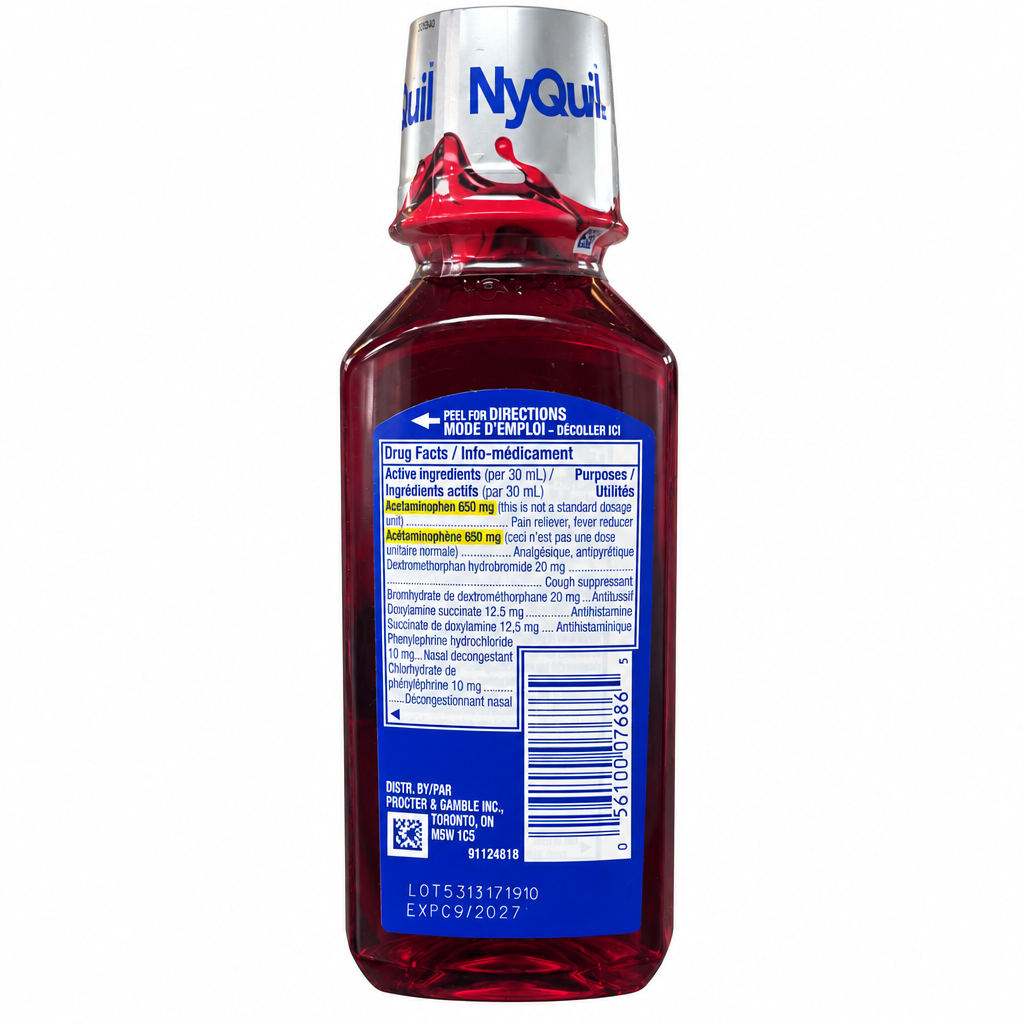 Vicks NyQuil Complete Cold, Flu & Congestion Medicine, Berry Flavour, 236 mL