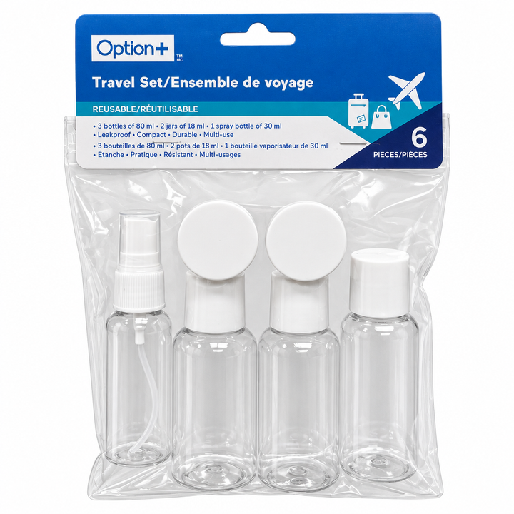 6 PIECE TRAVEL SET