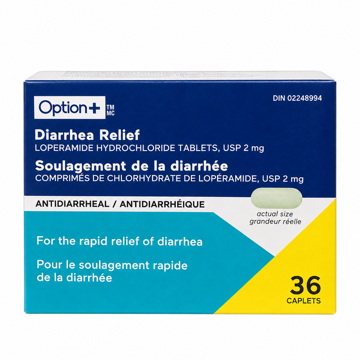 Option+ Diarrhea Relief Loperamide Hydrochloride 2 mg Caplets, 36 Count