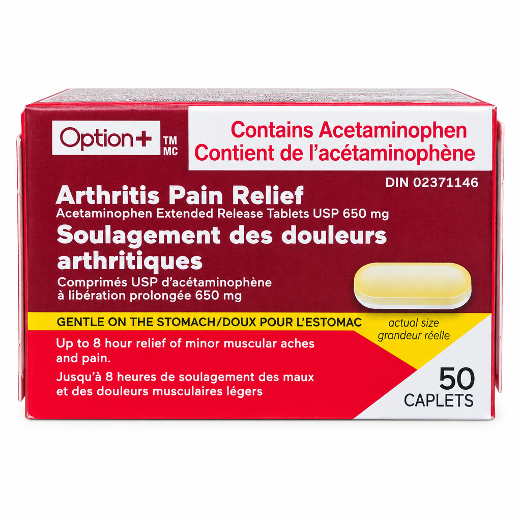 Option+ Arthritis Pain Relief Extended Release Caplets, Acetaminophen 650 mg, 50 Caplets