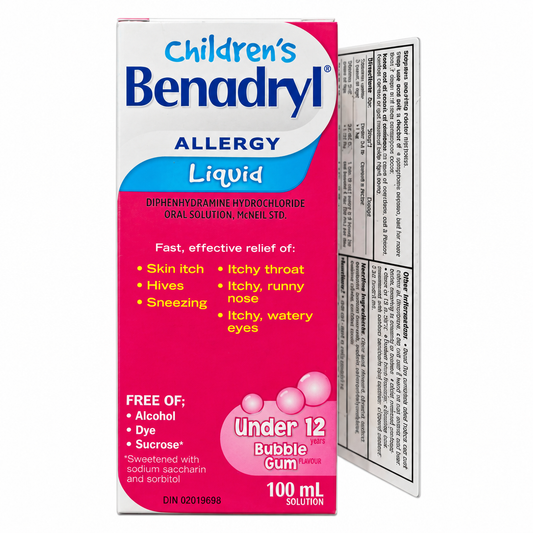 BENADRYL Children's Liquid Allergy Medicine Bubblegum Flavour 100 mL