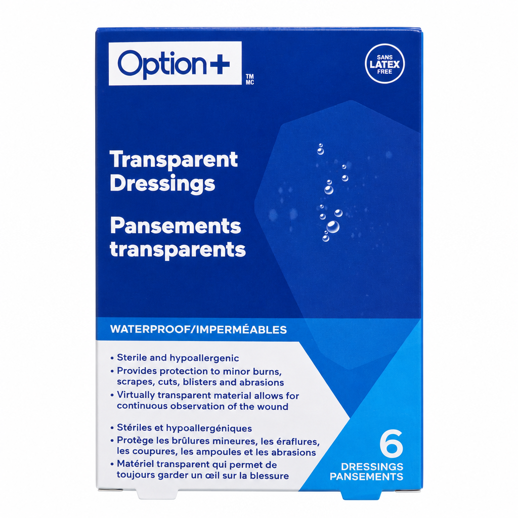 Option+ Waterproof Transparent Dressings, 6 Count