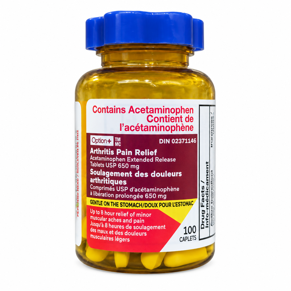 Option+ Arthritis Pain Relief 650 mg Extended Relief Caplets, 100 Count