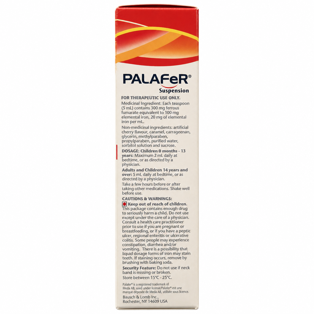 Palafer Ferrous Fumarate Suspension Cherry Flavour 20 mg/mL, 100 mL