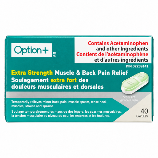 Option+ Extra Strength Muscle & Back Pain Relief Caplets, 40 Caplets