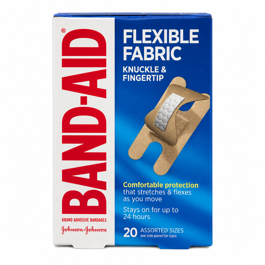 BAND-AID Flexible Fabric Knuckle & Fingertip Bandages, 20 Count