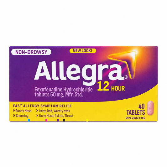Allegra 12 Hour Allergy Relief Tablets, Fexofenadine Hydrochloride 60 mg, 40 Tablets