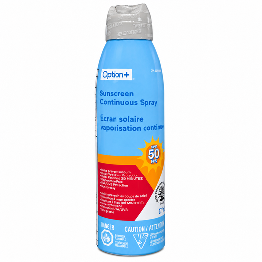 Option+ Sport Continuous Spray Sunscreen SPF 50, 177 mL