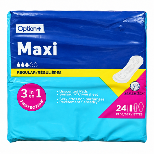 Option+ Maxi Regular Pads, 24 Count