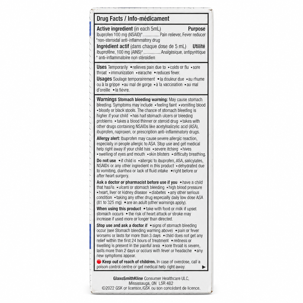 ADVIL CHILD LIQ 100MG DYE FREE 100ML